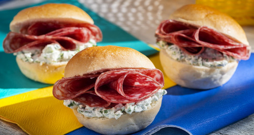 Bread roll salami sandwiches    