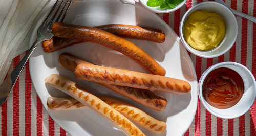 TRIO OF GRILLED FRANKFURTERS WITH SAUCES