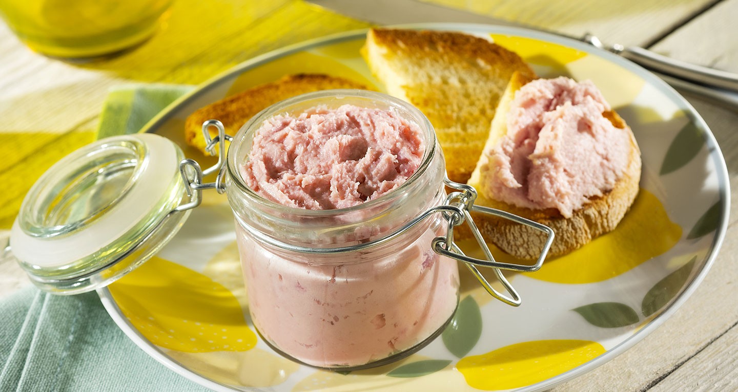 summery toast with mortadella mousse